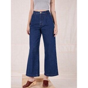 Big Bud Press Wide Leg Trousers Women's Medium Petite Denim Retro High Rise